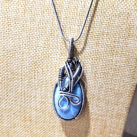Hand Crafted Other - Men's Handmade Owhyee Opal Wire Wrapped 925 Neckla